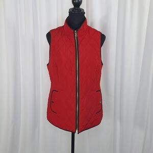Charter Club Red Quilted Full Zip Vest Womens Medium Sleeveless Snap Pockets